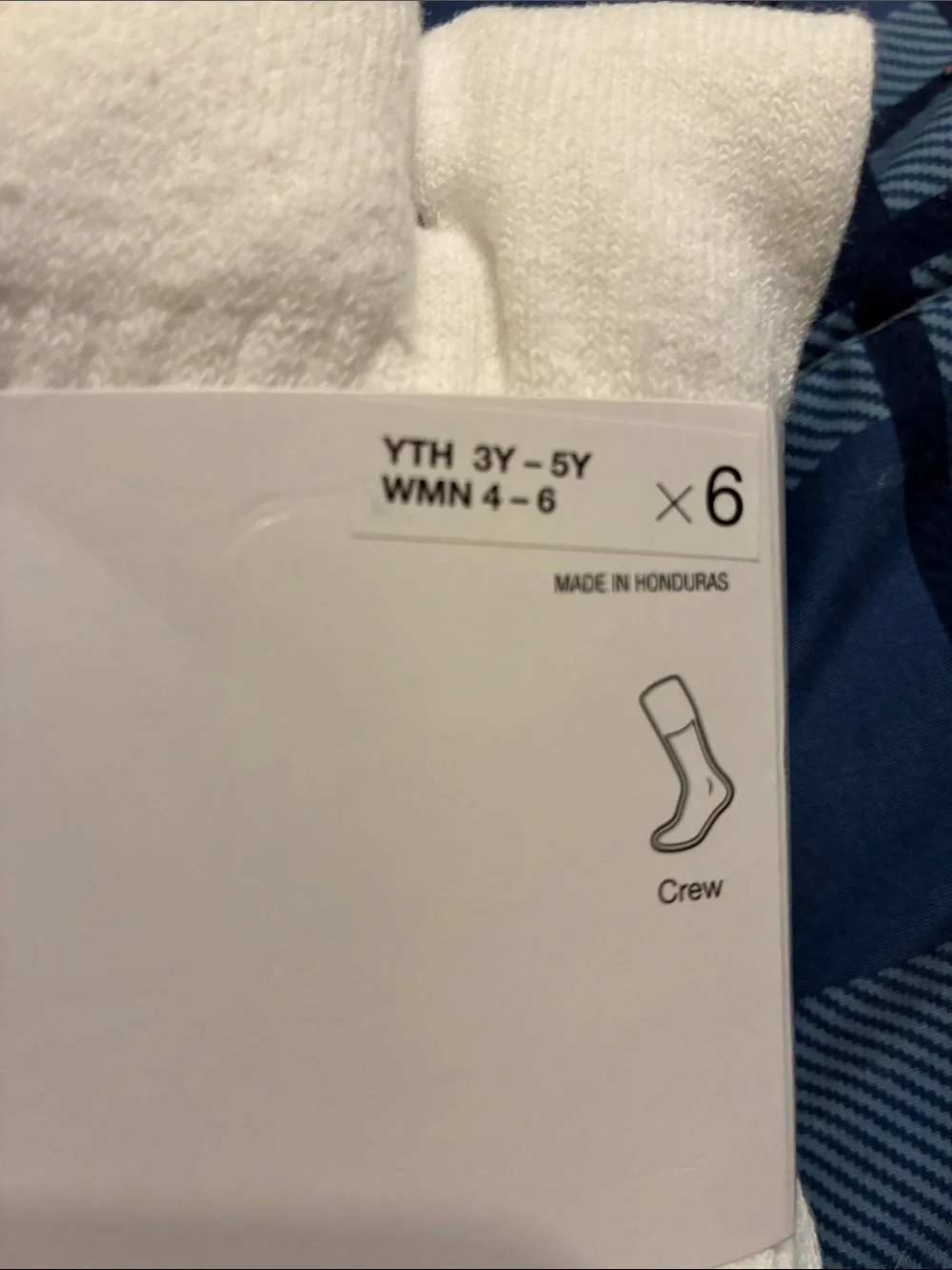 NWT Nike White Crew Athletic Socks with Black Swoosh (6-Pack) Dri-Fit YTH- 3Y-5Y